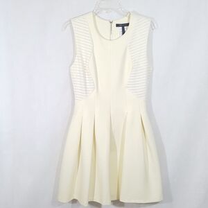 BCBGMaxAzria Cream Sleeveless Fit and Flare Mini Dress
